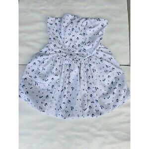 Julie & Joy Women's White Blue Floral Strapless Smocked Mini Dress Size L